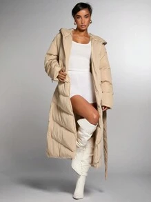 SHEIN BAE Women's Thickened Warm Coat, Soft And Cozy, Suitable For Thanksgiving, Halloween, And Holiday Wear, Winter Clothes