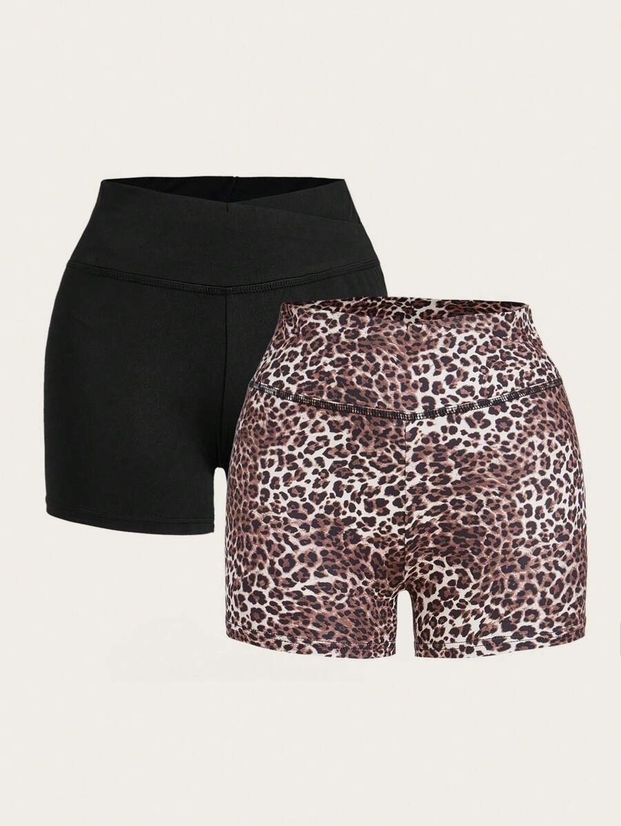 SHEIN EZwear 2 件装女士短款打底裤 - 彩色 - 查看 1