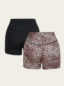 SHEIN EZwear 2 件装女士短款打底裤 - 彩色 - 查看 2