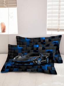3pcs Stylish Race Car Bedding Set, Soft Bedding, 1 Duvet Cover + 2 Pillow Shams, Made Of Skin-Friendly 100% Polyester Fiber & Polyester Fabric, No Filling, Suitable For Bedroom, Dorms, Travel