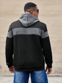 Manfinity Homme Men's Plus Size Hooded Sweatshirt With Drawstring, Colorblock Design, Casual, Autumn - Multicolor - View 2