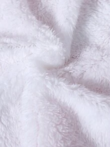 Baby And Baby Girl Cute Rabbit Colorblock Printed Fluffy Fabric Thermal Lined Hooded Mid-Length Belted Padded Coat, Fall/Winter