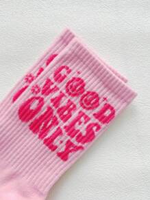 thegypsygoddess Artist Women's Casual Minimalist Letter Print Crew Socks, Daily Wear, For Holiday