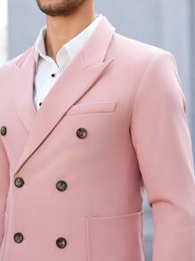 Manfinity Mode Chaqueta y pantalones de dos piezas de traje informal de negocios de doble botonadura para hombre de otoño