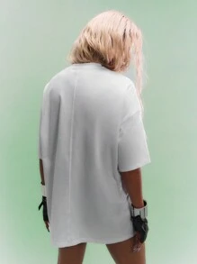 SUMWON WOMEN 朋克风超大宽松T恤，印有标语图案 - 白色 - 查看 2