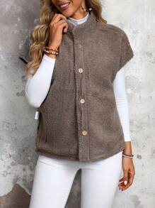 SHEIN LUNE Women's Reversible Loose Fit Denim Vest Jacket For Fall & Winter Thickened Denim