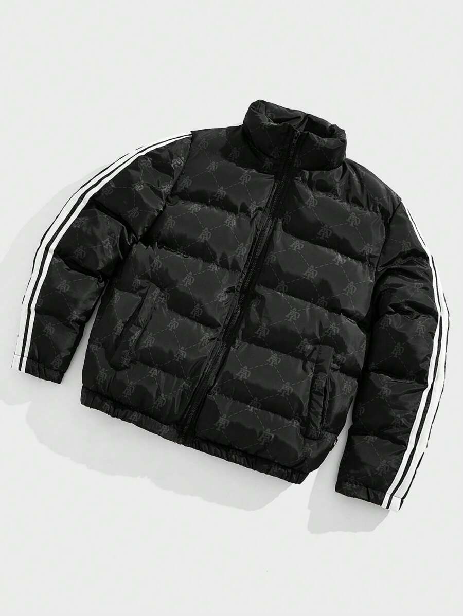 Manfinity VCAY 男士数码印花立领长袖棉衣，适合秋冬季