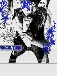 ROMWE MEN Street Life Áo thun nam dáng rộng, vai trễ, màu trắng, in hình phong cách đường phố và khẩu hiệu, mùa hè - trắng - Xem 6