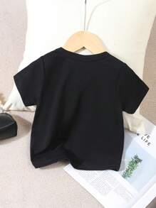 Baby Girl Butterfly Mesh Sheer Chest Heart Black Short Sleeve T-Shirt, Cool For Summer - Black - View 2