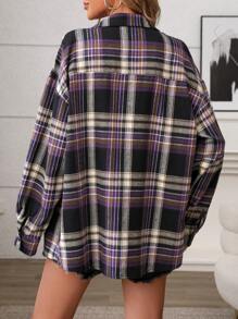 INAWLY Women's Casual Plaid Dolman Sleeve Loose Pockets Blouse, Spring/Autumn Women Shirt,Long Sleeve Tops Fall Cloth For Women