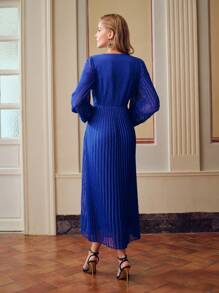 ZEYLAH VÁY XẾP NẾP TAY CỔ TRẮNG CHẤM BI THỤY SĨ - Màu xanh lam - Xem 6