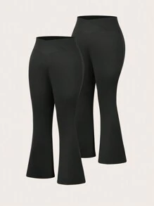 SHEIN EZwear 2 Stücke Damen Hosen in Unifarbe in Große Größen