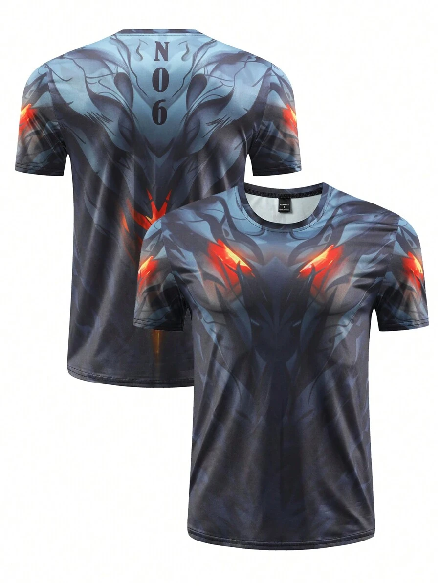 Manfinity Sport Corelite Tricou pentru bărbați cu mânecă scurtă, cu mânecă scurtă, cu imprimeu numeric, stil Boyfriend