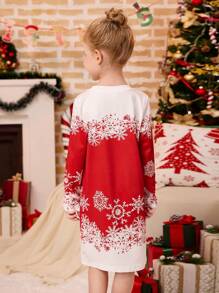 Young Girl 4-7Y Christmas Colorblock Mini Dress - Multicolor - View 2