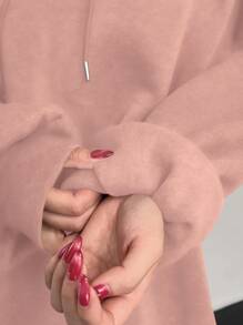 DAZY 长袖字母印花简约连帽衫，休闲日常穿着，秋季服装