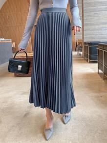 DAZY Falda plisada de línea A de color liso para mujer, ropa de otoño