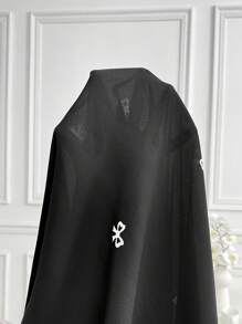 Al Najma Women's Elegant Long Sleeve Butterfly Print Modest Arabian Abaya Robe, For Travel/Holiday/Vacation/Parties - Black and White - View 6