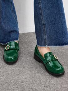 CUCCOO BIZCHIC Women's Fashion Versatile Rhinestone Decor Flat Loafers