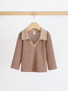 SHEIN 2 buc. Cămăși tricotate moi, respirabile și confortabile pentru bebeluși, potrivite pentru mai multe anotimpuri, cu material flexibil și elastic, pentru o mișcare fără restricții. Include două variante de culoare pentru a satisface diferitele preferințe ale bebelușului și ale părinților. - Multicolor - Vizualizare 3