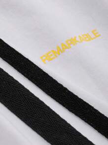 DAZY Letter Graphic Contrast Trim Tee - White - View 8