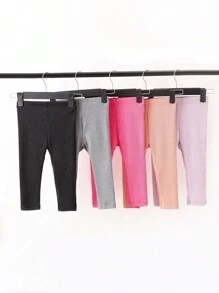 Baby Girls Multi-Piece Casual All-Match Leggings, Spring & Autumn New Ribbed Stretchable Versatile Long Pants - Multicolor - View 1