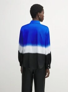 BizChic Ombre Blue Long Sleeve Shirt, Elegant Women's Outfit For Christmas, New Year Party, Autumn/Winter, - Multicolor - View 9