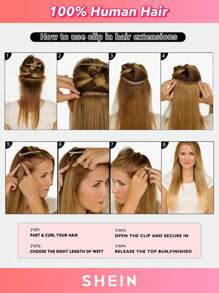 HQ Clip In Hair Extensions Real Human Hair, 120g 7pcs Clip In Hair Extensions, Lightest Blonde Clip Ins Hair Extensions Halloween Costumes - S60 - View 5