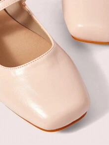 CUCCOO DOLLMOD 女士平底红色方头格纹玛丽珍鞋，校园/日式风格，低跟新年假期 - 粉色 - 查看 3