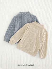 Cozy Pixies 2 件装男婴纯色针织柔软立领开衫上衣套装