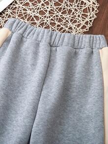 2 件套青少年男孩运动服领运动衫和针织慢跑裤套装，秋冬季，休闲 - 杏色 - 查看 5