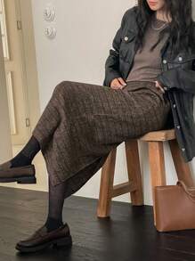 DAZY Women's Plaid Pocket A-Line Skirt - Coffee Brown - View 2
