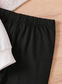 SHEIN 2pcs Young Girl Letter Print Sweatshirt And Leggings Set, Comfortable, Practical And Fashionable For Everyday Wear And Various Occasions, Autumn