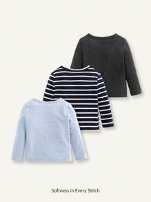 Cozy Pixies 3pcs/Set Baby Boys' Round Neck Raglan Sleeve Top Set - Multicolor - View 2
