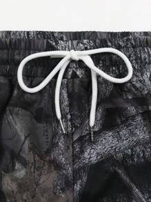 ROMWE MEN Street Life Men's Branch & Number Printed Hoodie Sweatshirt And Relaxed Fit Pants Suit Tracksuit - Multicolor - View 3