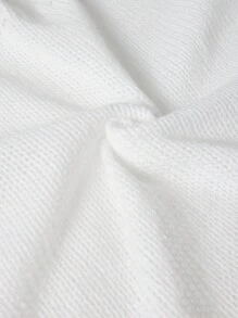 Flirla Women's Contrast Color Crew Neck Casual Long Sleeve White Sweater