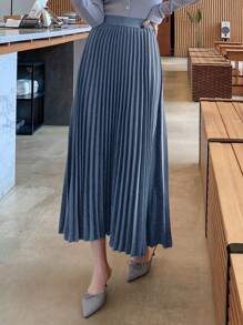 DAZY Falda plisada de línea A de color liso para mujer, ropa de otoño