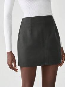 Chiquease 女士灰色裙子，新品，秋冬厚款 A 字裙 - 灰色 - 查看 5