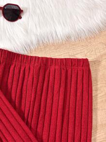 Sparklyn 2pcs Teen Girl Autumn Letter Graphic Hooded Sweatshirt And Ribbed Pants Set - Red - View 7