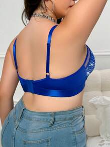 1 قطعة حمالة صدر لاسلكية مزينة بالراين ستون من الحرير الحليبي مقاس كبير، حفلات موسيقية