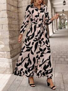 EMERY ROSE Casual lange overhemdjurk met bloemenprint voor dames, herfst