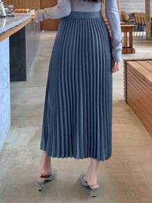 DAZY Falda plisada de línea A de color liso para mujer, ropa de otoño