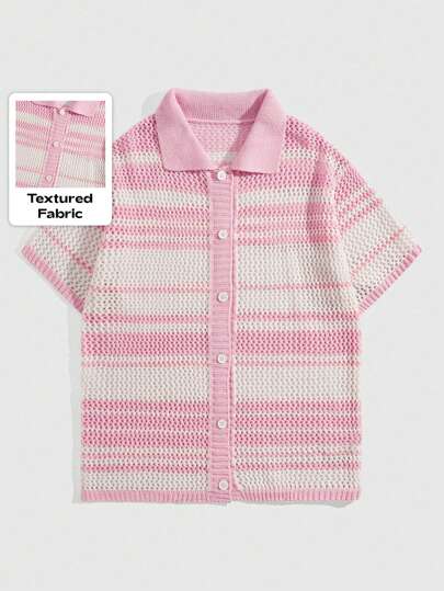 Street Life Loose Knit Shirt Short Sleeve Knit Top