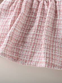 Souflis Souflis Dziewczęcy słodki kraciasty długi rękaw z falbaniastym brzegiem kurtka i sukienka zestaw z czapką, ubrania na wiosnę/jesień