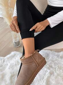 INAWLY Women's Solid High Waist Slim Fit With Pockets Thermal Lined Leggings - Black - View 3