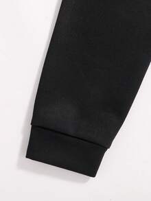 2 件套青少年男孩连帽衫和运动裤，拼色，保暖内衬，秋冬运动套装 - 灰色 - 查看 6