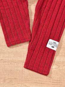 Sparklyn 2pcs Teen Girl Autumn Letter Graphic Hooded Sweatshirt And Ribbed Pants Set - Red - View 5