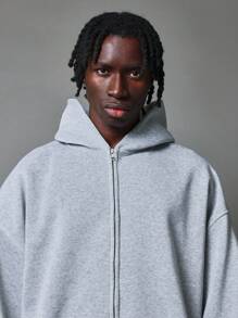 SUMWON Comfortable Full-Zip Athletic Hoodie Classic Sweatshirt With Drawstring Hood And Kangaroo Pockets Casual Essential Layering Piece Fall Winter Workout Sporty Loungewear