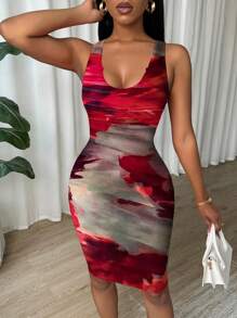 Calvaya Vacation Chic Tie-Dye Sleeveless Bodycon Dress