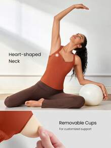 GLOWMODE FeatherFit™ Adjustable Halter Backless Twist Back Tank Top Low Impact Yoga Pilates Daily Removable Cups - Redwood - View 2