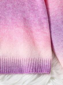 2pcs/Set Tween Girl Girls Fashion Rainbow Gradient Fuzzy Knit Sweater Pullover And Gradient Sweater Dress With Side Slit, Suitable For Outdoor, Dining Or Streetwear - Multicolor - View 7